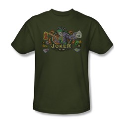 Batman - King Of Crazy - Adult Military Green S/S T-Shirt For Men