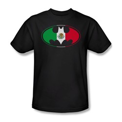 Batman - Mexican Flag Shield - Black Adult S/S T-Shirt For Men