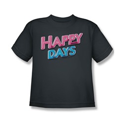 Happy Days - Happy Days Logo - Big Boys Charcoal S/S T-Shirt For Boys