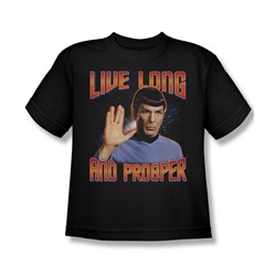 St:Original - Live Long And Prosper - Big Boys Black S/S T-Shirt For Boys