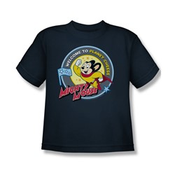Mighty Mouse - Planet Cheese - Big Boys Navy S/S T-Shirt For Boys