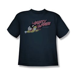 Mighty Mouse - Mighty Retro - Big Boys Navy S/S T-Shirt For Boys