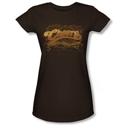 Cheers/Scrolled Logo - Jr Coffee Sheer Cap Sleeve T-Shirt For Women