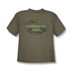 Survivor - Gabon Distressed - Big Boys Safari Green S/S T-Shirt For Boys