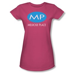 Melrose Place - Melrose Place Logo - Junior Hot Pink S/S T-Shirt For Women