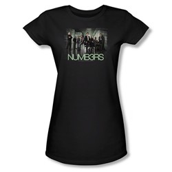 Numb3Rs - Numbers Cast - Jr Black Sheer Cap Sleeve T-Shirt For Women