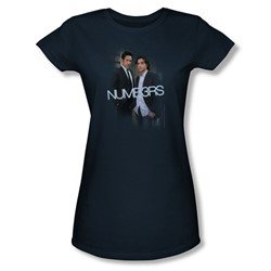 Numb3Rs - Don & Charlie - Junior Navy Sheer Cap Sleeve T-Shirt For Women
