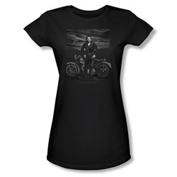 Dean - Rebel Rider - Juniors Black Sheer Cap Sleeve T-Shirt For Women