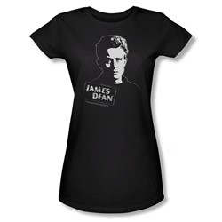 Dean - Intense Stare - Juniors Black Sheer Cap Sleeve T-Shirt For Women