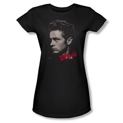 Dean - Large Halftones - Juniors Black Sheer Cap Sleeve T-Shirt For Women
