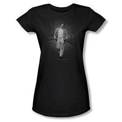Dean - Out For A Walk - Juniors Black Sheer Cap Sleeve T-Shirt For Women