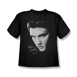 Elvis - Face - Big Boys Black S/S T-Shirt For Boys