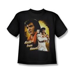 Elvis - Aloha - Big Boys Black S/S T-Shirt For Boys