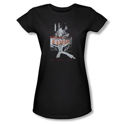 Elvis - Las Vegas - Juniors Black Sheer Cap Sleeve T-Shirt For Women
