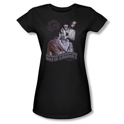 Elvis - Violet Vegas - Juniors Black Sheer Cap Sleeve T-Shirt For Women