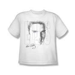 Elvis - Blue Eyes - Big Boys White S/S T-Shirt For Boys