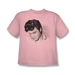 Elvis - Looking Down - Big Boys Pink S/S T-Shirt For Boys