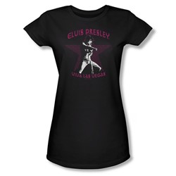 Elvis - Viva Las Vegas Star - Jrs. Black Sheer Cap Sleeve T-Shirt For Women