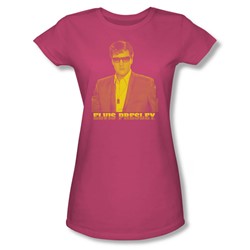 Elvis - Yellow Elvis - Juniors Hot Pink Sheer Cap Sleeve T-Shirt For Women