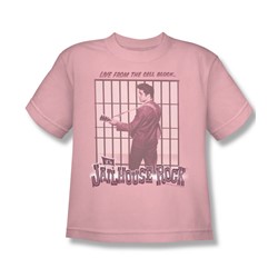 Elvis - Cell Block Rock - Big Boys Pink S/S T-Shirt For Boys