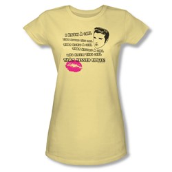 Elvis - Kissed Elvis - Juniors Trans Yellow Sheer Cap Slv T For Women