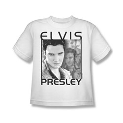 Elvis - Up Front - Big Boys White S/S T-Shirt For Boys