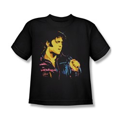 Elvis - Neon Elvis - Big Boys Black S/S T-Shirt For Boys