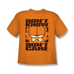 Garfield - Don'T Know Don'T Care - Big Boys Orange S/S T-Shirt For Boys