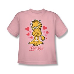 Garfield - Lovable - Big Boys Pink S/S T-Shirt For Boys