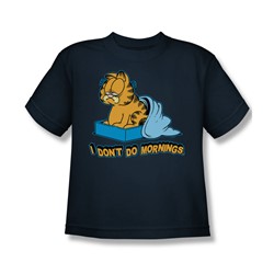 Garfield - I Don'T Do Mornings - Big Boys Navy S/S T-Shirt For Boys