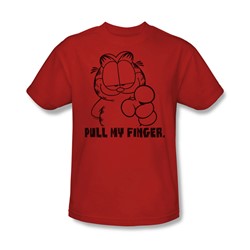 Garfield - Pull My Finger - Adult Cardinal S/S T-Shirt For Men