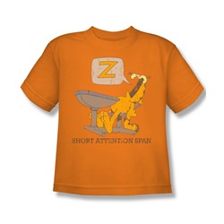 Garfield - Attention Span - Big Boys Orange S/S T-Shirt For Boys