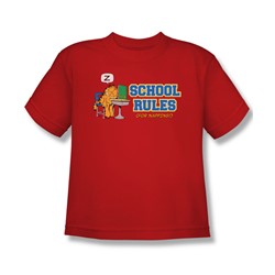 Garfield - School Rules - Big Boys Red S/S T-Shirt For Boys
