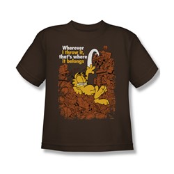 Garfield - Where It Belongs - Big Boys Coffee S/S T-Shirt For Boys