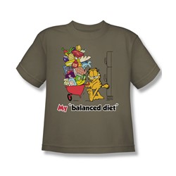 Garfield - Balanced Diet - Big Boys Khaki S/S T-Shirt For Boys