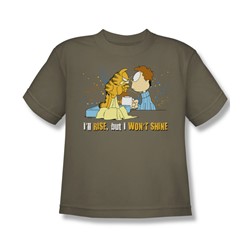 Garfield - I'Ll Rise - Big Boys Khaki S/S T-Shirt For Boys