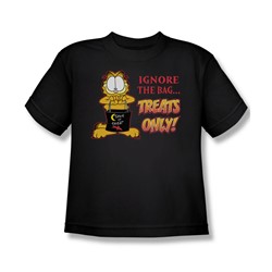 Garfield - Treats Only - Big Boys Black S/S T-Shirt For Boys