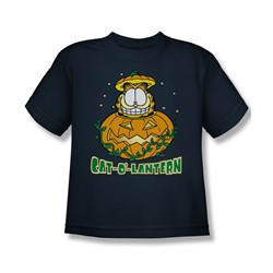 Garfield - Cat O Lantern - Big Boys Navy S/S T-Shirt For Boys