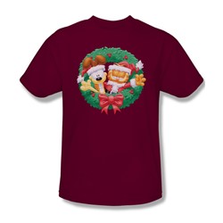 Garfield - Christmas Wreath - Adult Cardinal S/S T-Shirt For Men