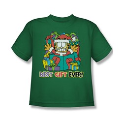 Garfield - Best Gift Ever - Big Boys Kelly Green S/S T-Shirt For Boys