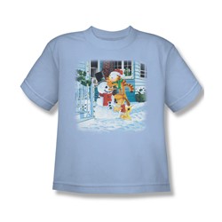 Garfield - Snow Fun - Big Boys Lt Blue S/S T-Shirt For Boys