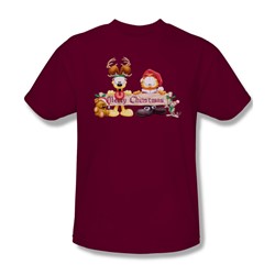 Garfield - Christmas Banner - Adult Cardinal S/S T-Shirt For Men