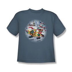 Garfield - Ice Skating - Big Boys Slate S/S T-Shirt For Boys