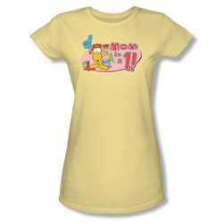 Garfield - Mom Number One - Jrs Trans Yellow Sheer Cap Slv T For Women