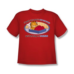 Garfield - Pop Out Of Bed - Big Boys Red S/S T-Shirt For Boys
