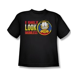 Garfield - I Only Look Harmless - Big Boys Black S/S T-Shirt For Boys