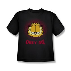 Garfield - Obey Me - Big Boys Black S/S T-Shirt For Boys