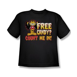 Garfield - Count Me In - Big Boys Black S/S T-Shirt For Boys