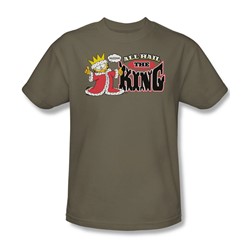 Garfield - All Hail The King - Adult Safari Green S/S T-Shirt For Men