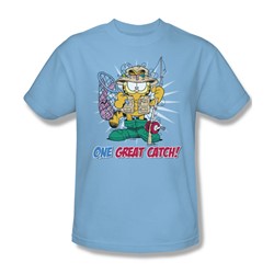 Garfield - One Great Catch - Adult Lt Blue S/S T-Shirt For Men